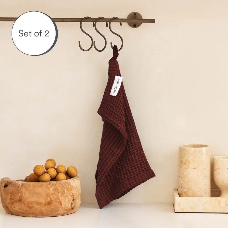 Bamboo Waffle Hand Towel Set of 2