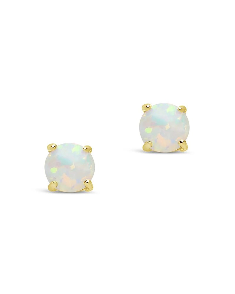 Sterling Silver 6mm Opal Earring Studs