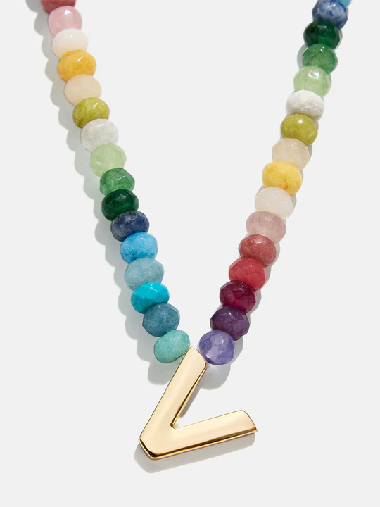 Semi-Precious Block Initial Necklace