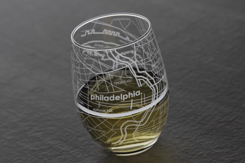 Home Town Map Stemless Wine Glass