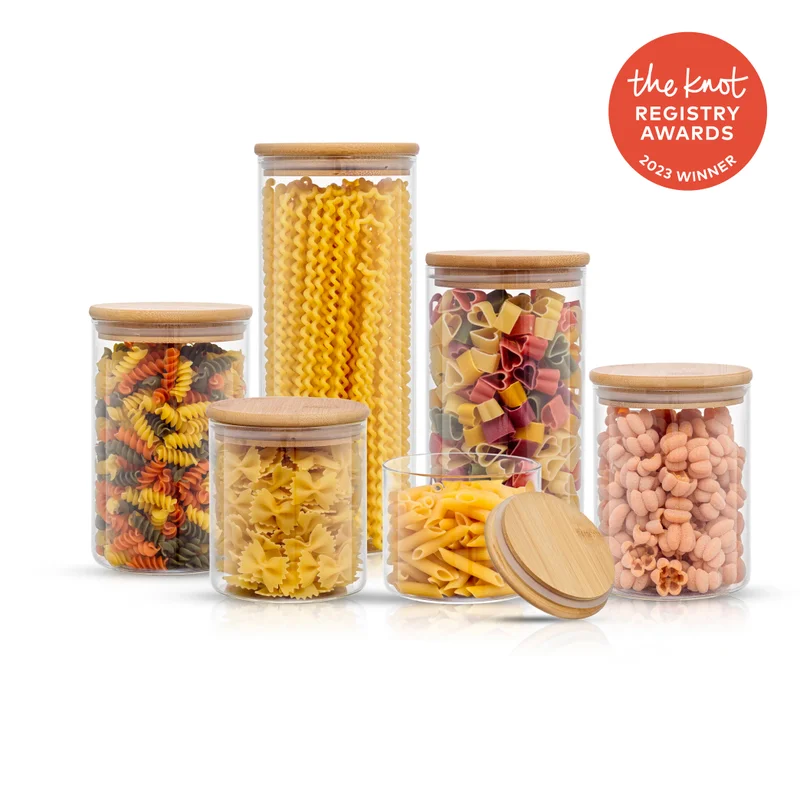 Storage Jars with Airtight Lids, Set of 6