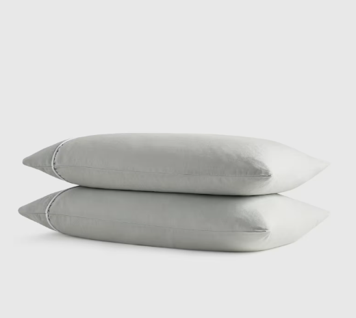 European Linen Piped Pillowcase Set, Standard