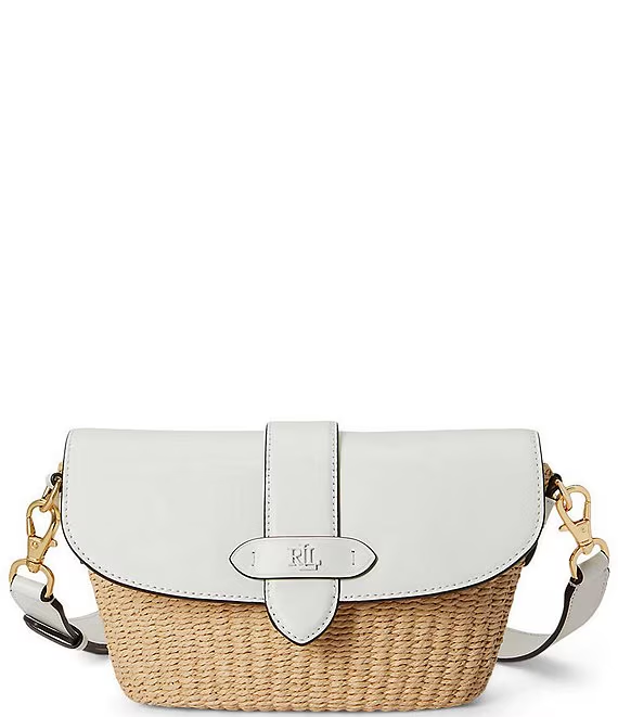 Straw-Leather Small Lynden Shoulder Bag