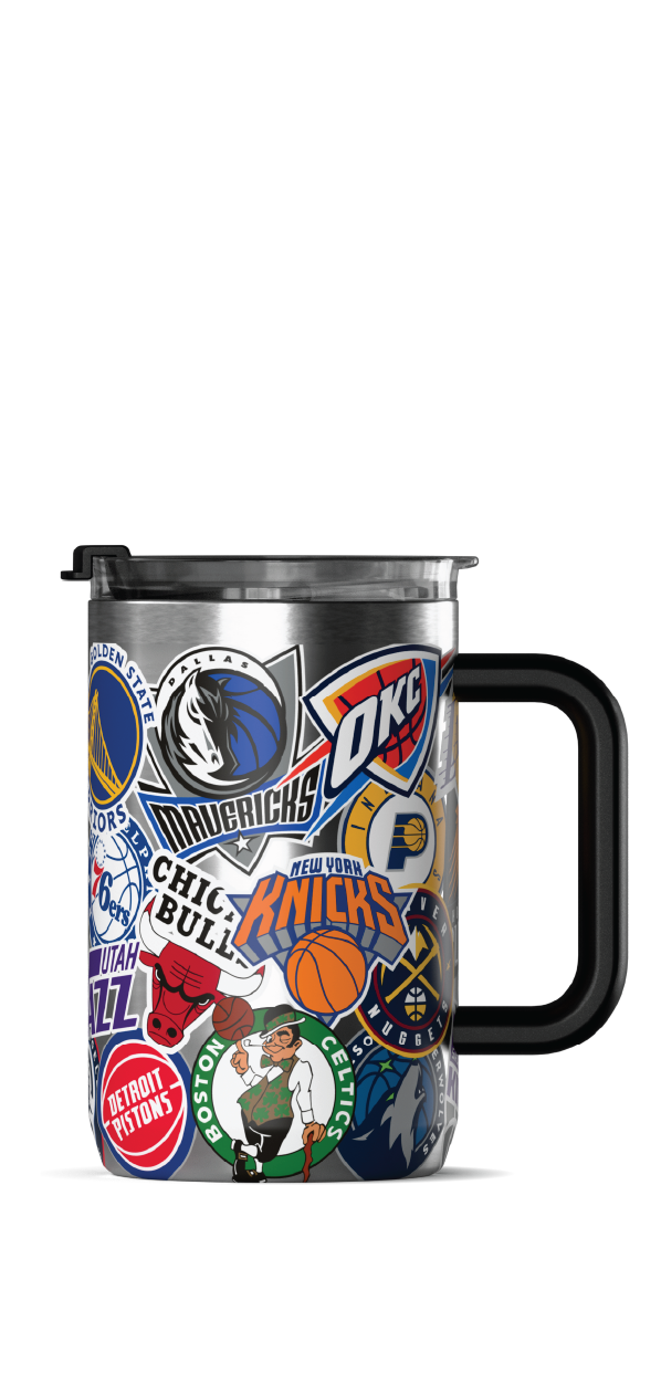 NBA 18oz Insulated Coffee Mug with Handle & Flip Lid