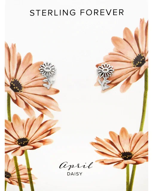 Sterling Silver Birth Flower Studs