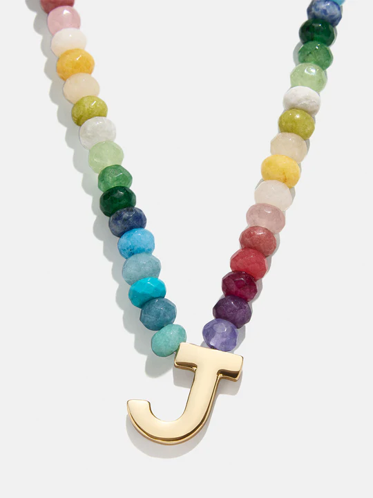 Semi-Precious Block Initial Necklace