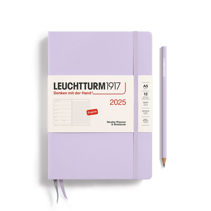 2025 Hardcover A5 Weekly Planner and Dotted Notebook | Lilac