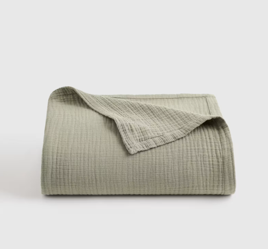 Organic Airy Gauze Bed Blanket, Queen | Dried Sage