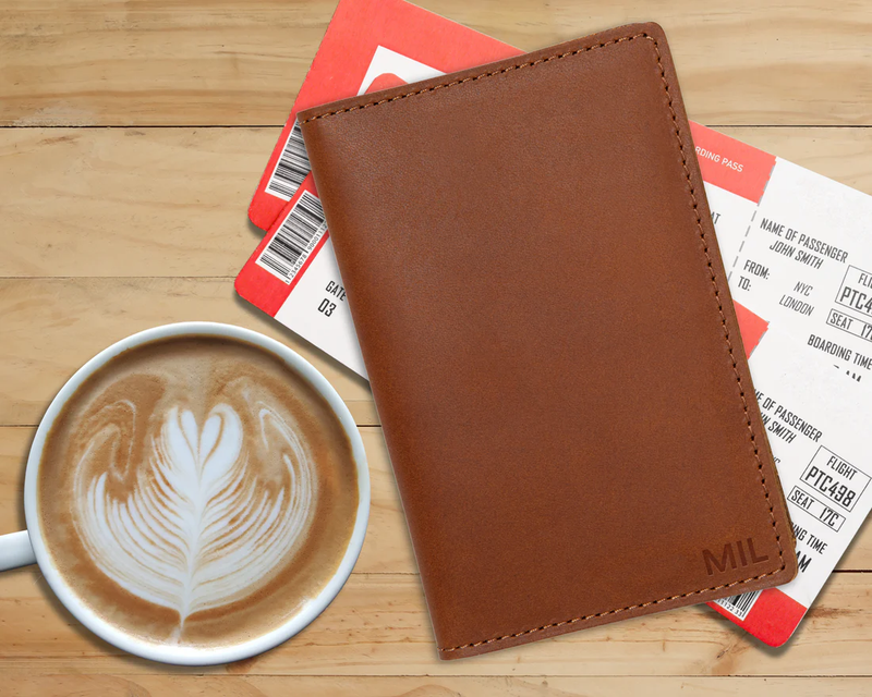 Monogrammed Leather Passport Cover