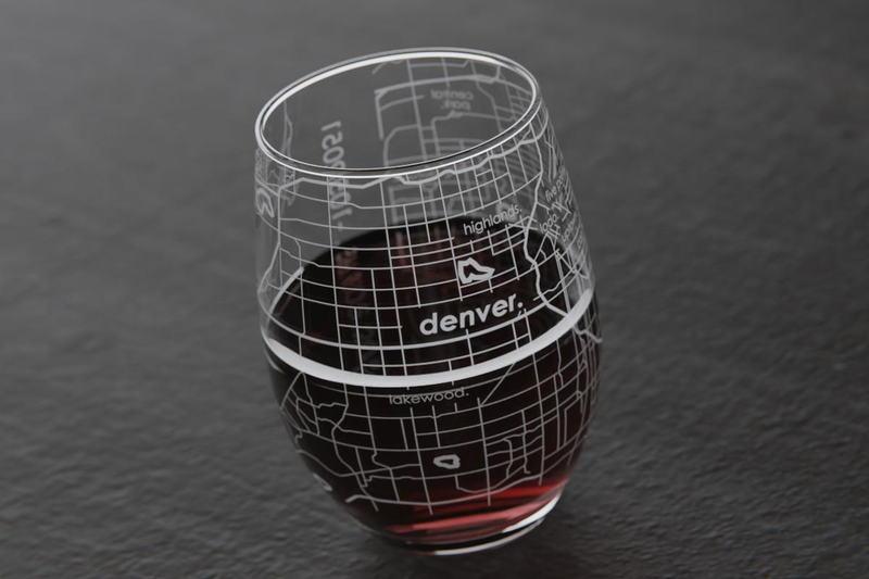 Home Town Map Stemless Wine Glass, Set of 2