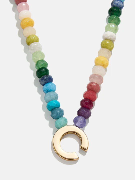 Semi-Precious Block Initial Necklace