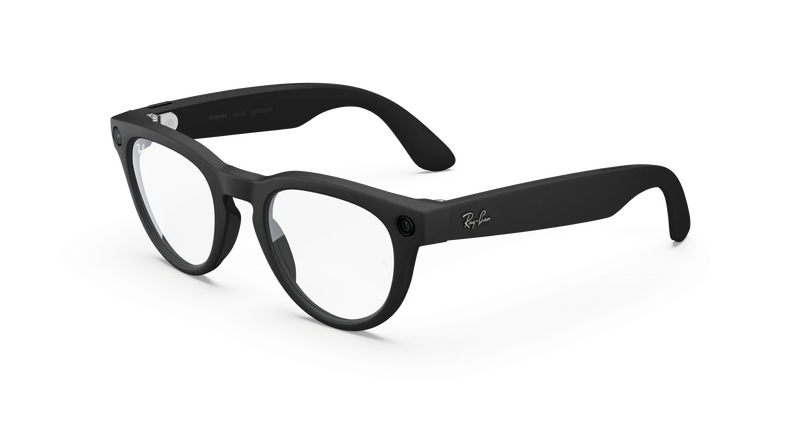 Ray-Ban Meta Headliner Smart Glasses, Gen 2 | Matte Black Frame, Clear Blue-Light Filter Lens, Size 50 Frame