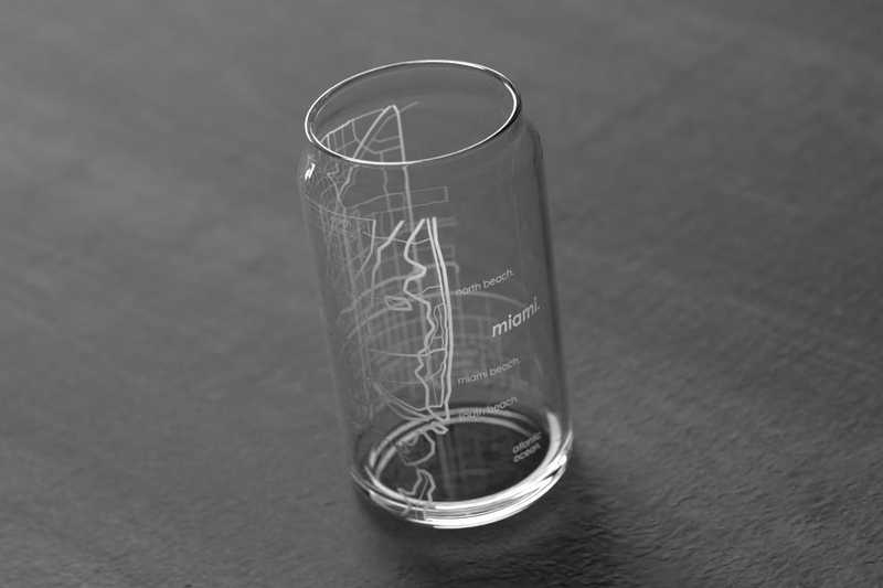 Home Town Map Can Glass, Set of 2