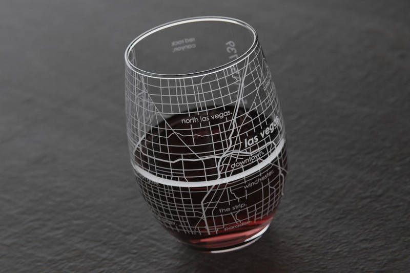 Home Town Map Stemless Wine Glass