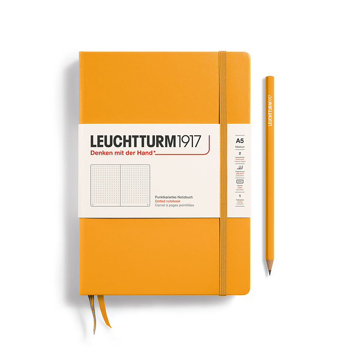 A5 Notebook Classic, Hardcover, Dotted with Personalized Monogramming | Rising Sun