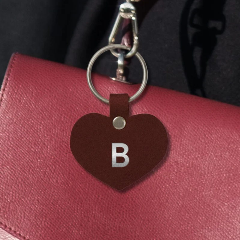 Monogrammed Leather Heart Keychain