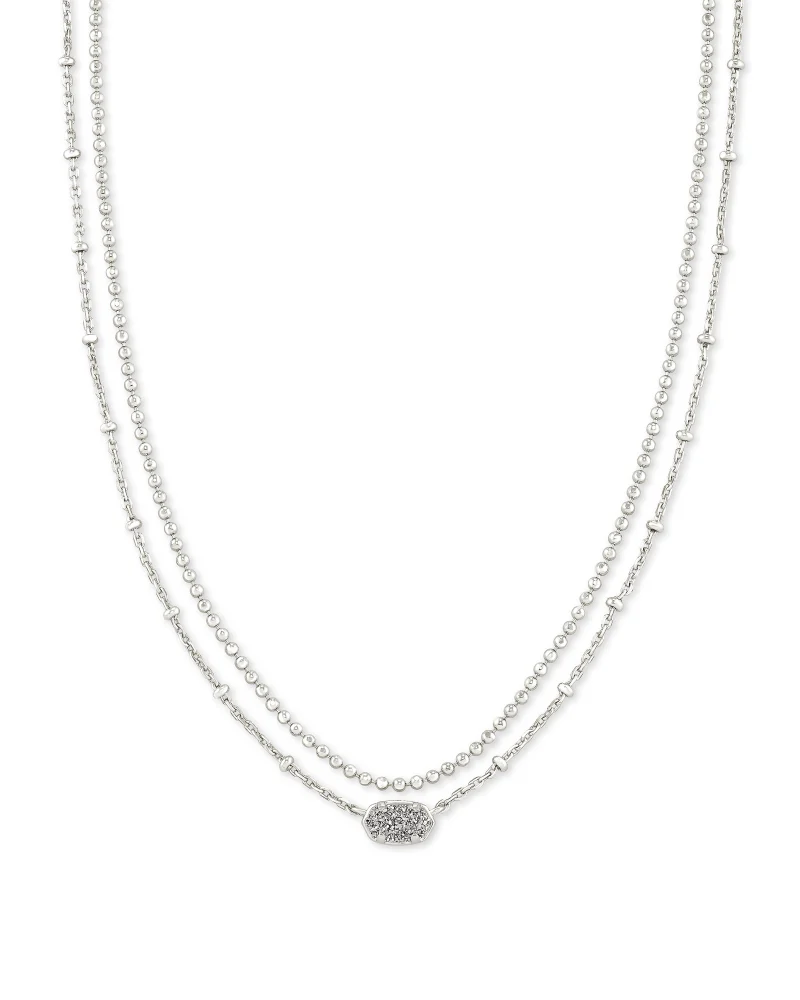 Emilie Multi Strand Necklace | Silver with Platinum Drusy