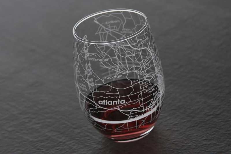 Home Town Map Stemless Wine Glass