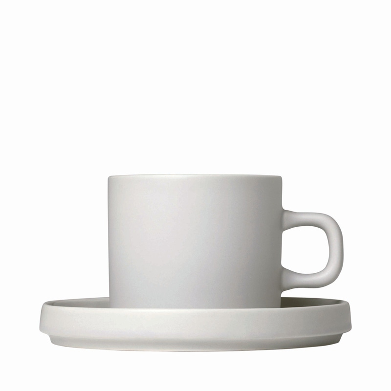 PILAR Stoneware Coffee Cups with Saucers, Set of 2