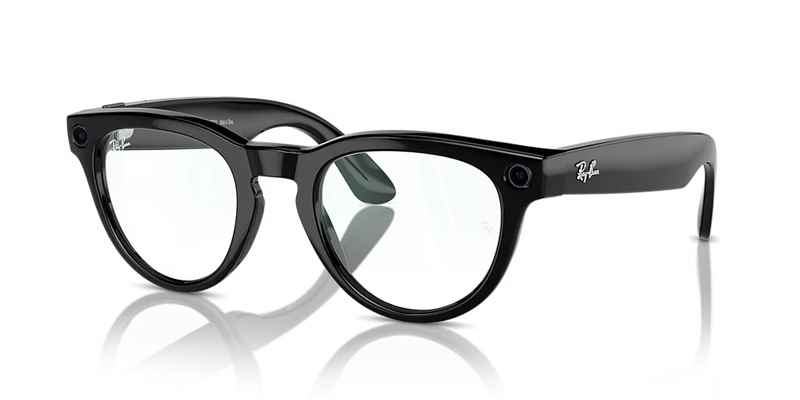 Meta Headliner Smart Glasses, Gen 1 | Shiny Black Frame, Clear Blue-Light Filter Lens, Size 50 Frame
