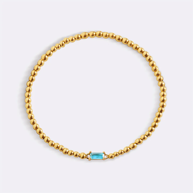 Gold Beaded Birthstone Bracelet