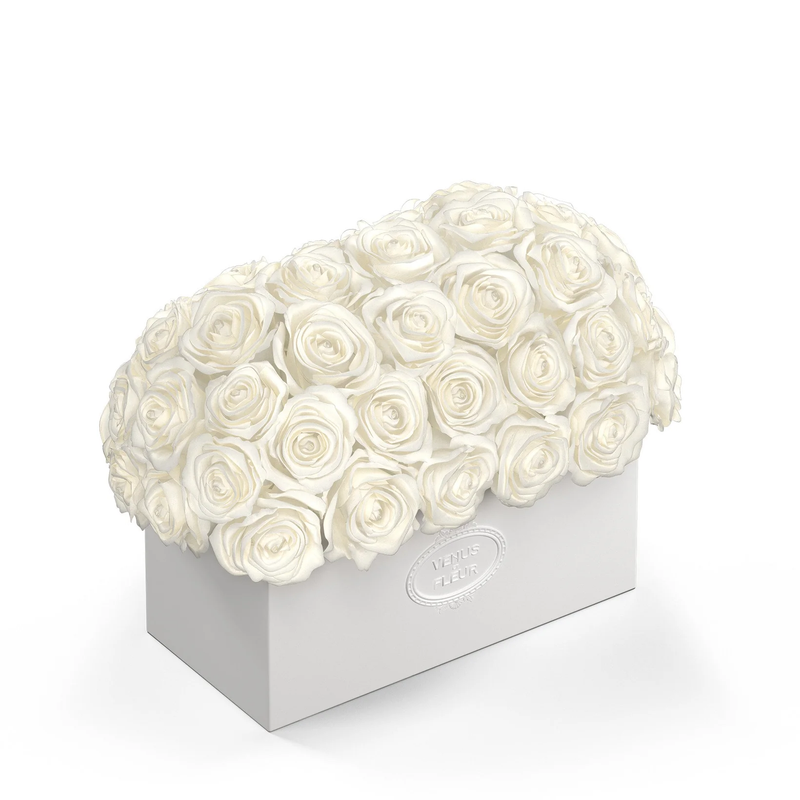 Serene Porcelain Vase Eternity Roses | Pure White