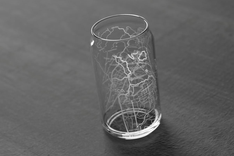 Home Town Map Can Glass, Set of 2