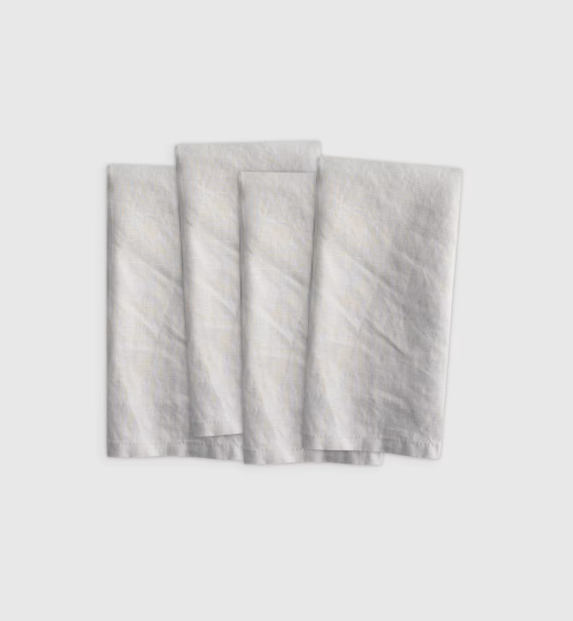 European Linen Napkin Set of 4 | Light Grey