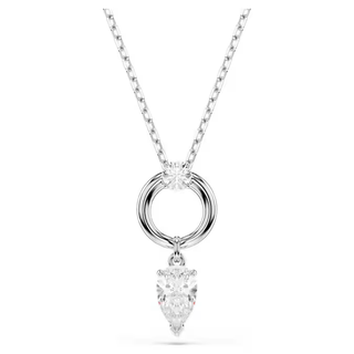 Pear cut, White, Rhodium plated