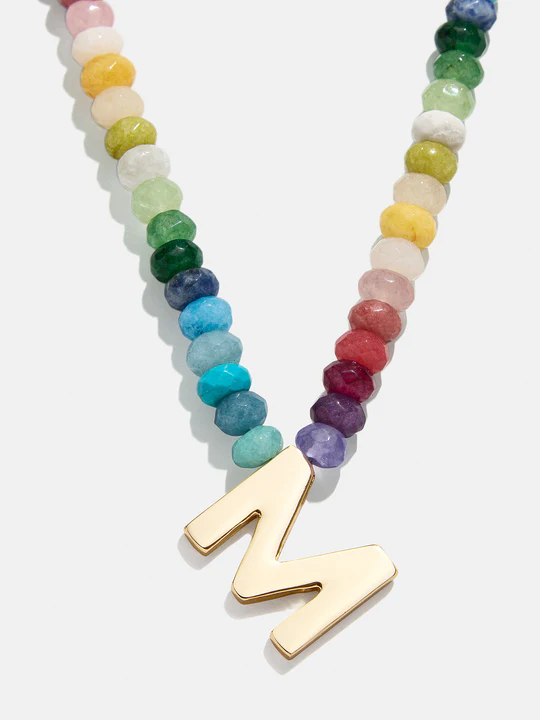 Semi-Precious Block Initial Necklace