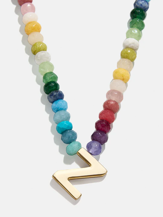 Semi-Precious Block Initial Necklace