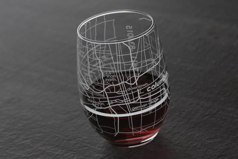 Home Town Map Stemless Wine Glass