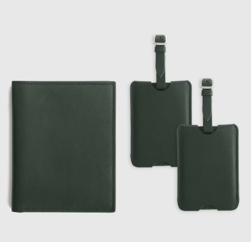 Nappa Leather RFID Blocking Passport & Luggage Tag Set