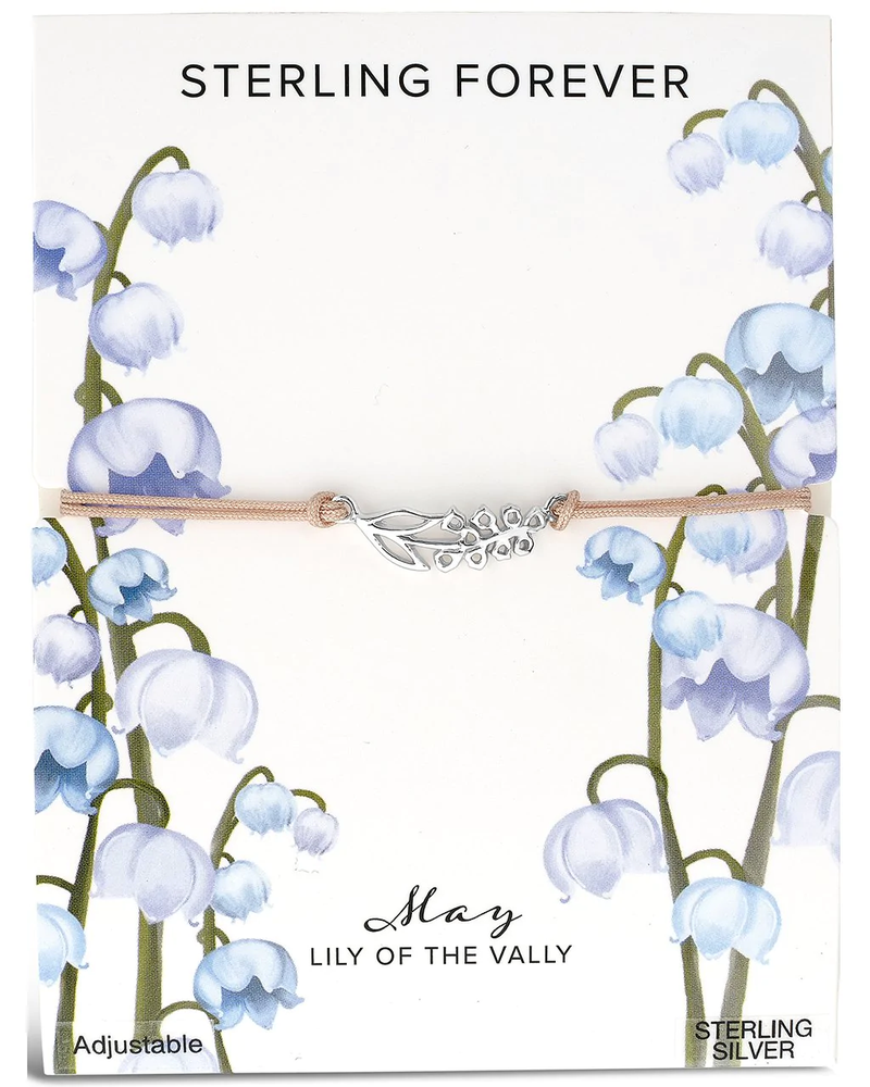 Sterling Silver Birth Flower Bolo Bracelet