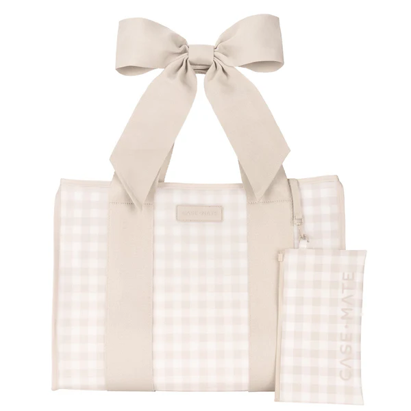 Bow Jelly Tote Bag | Latte Gingham