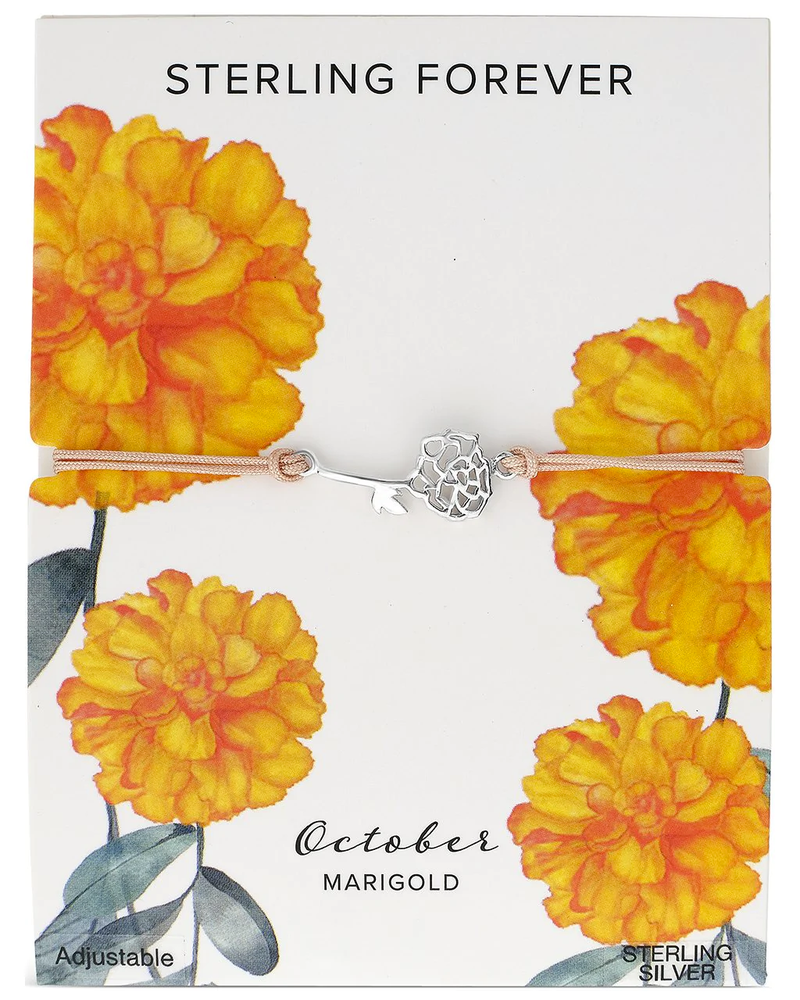 Sterling Silver Birth Flower Bolo Bracelet