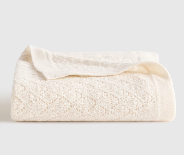 Mongolian Cashmere Pointelle Baby Blanket