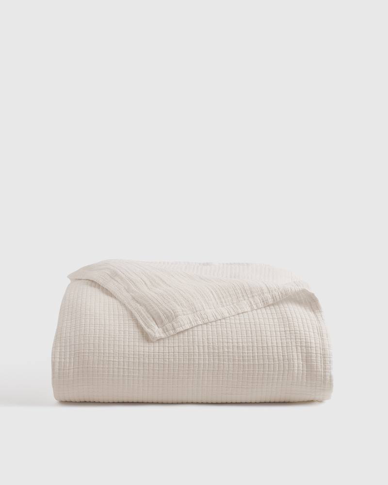 Organic Ribbed Cotton Coverlet, Queen