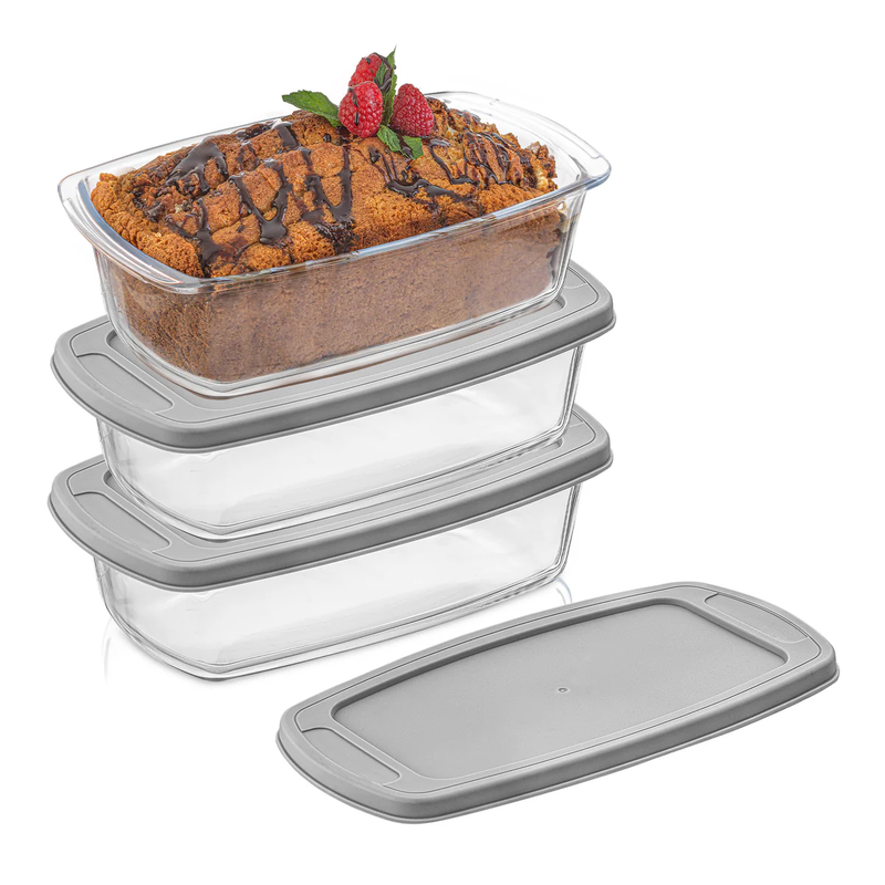 Glass Loaf Pans With Lids, Set of 3