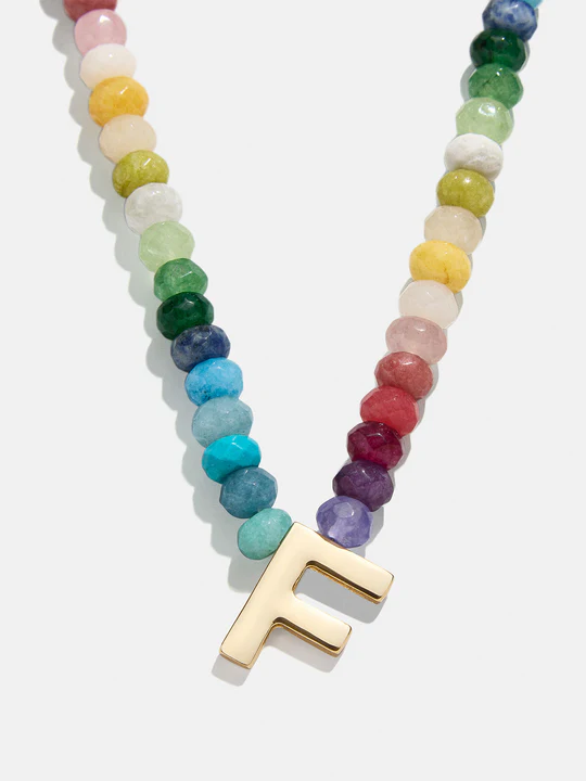Semi-Precious Block Initial Necklace