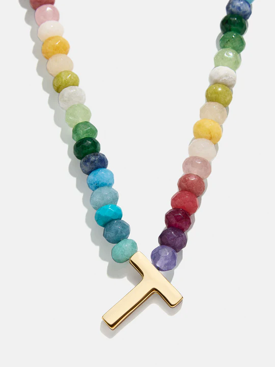 Semi-Precious Block Initial Necklace