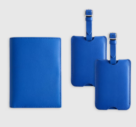 Nappa Leather RFID Blocking Passport & Luggage Tag Set
