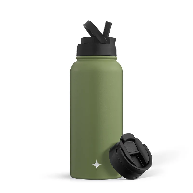 32oz Vacuum Insulated Water Bottle with Flip Lid & Sport Straw