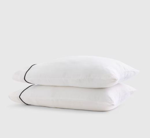 European Linen Piped Pillowcase Set, King