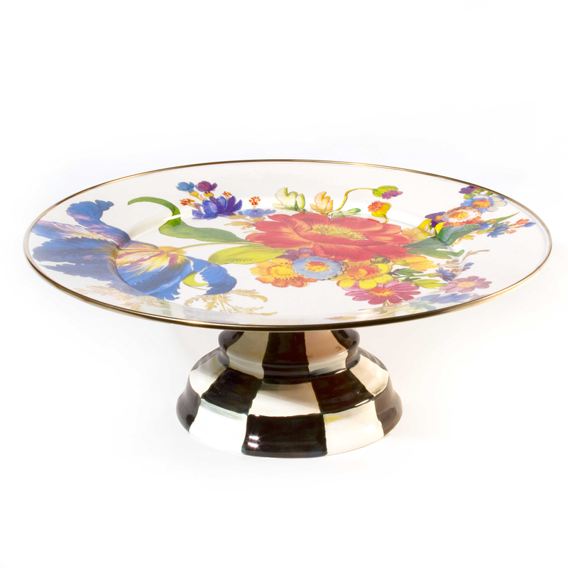 Large Enamel Pedestal Platter