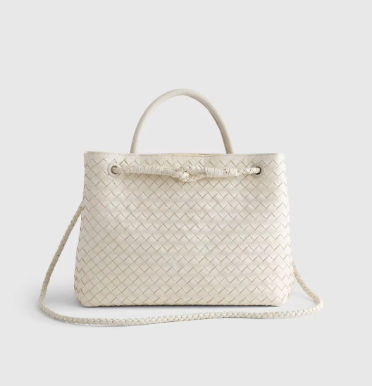 Large Italian Leather Handwoven Satchel