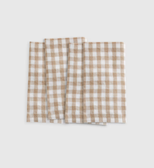 European Linen Gingham Napkins, Set of 4