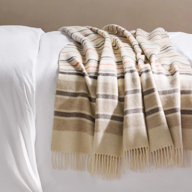 Striped Lambswool Throw Blanket 