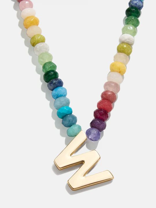 Semi-Precious Block Initial Necklace