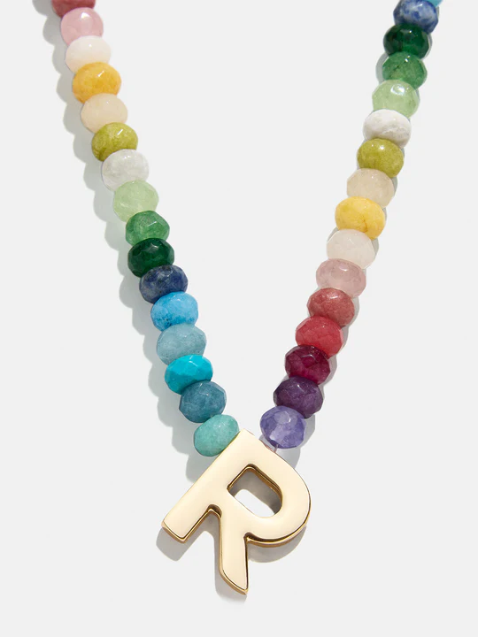 Semi-Precious Block Initial Necklace